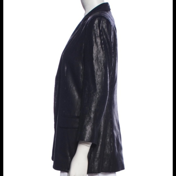 Nicole Miller Black Sequin Blazer size S classic elegant cocktail holiday - Picture 3 of 13